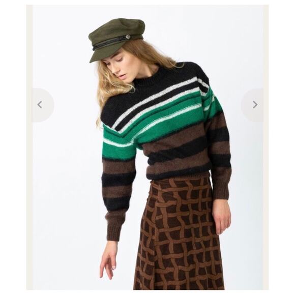 TELA Gina Striped Knit Mohair Sweater Size Small - Picture 2 of 11